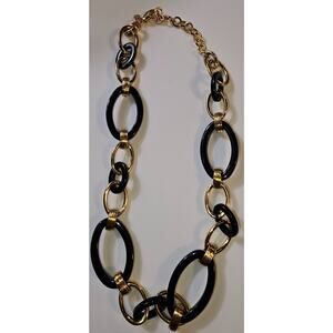 Vintage Monet Necklace Black and Gold Loop Necklace 17"